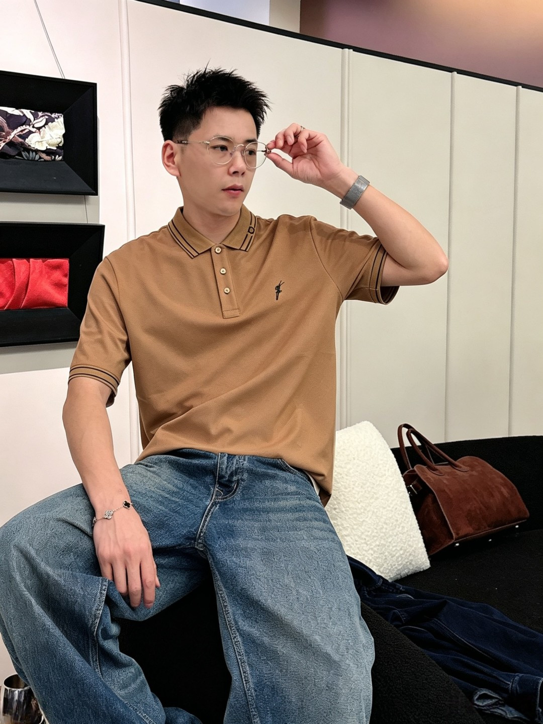 菲拉格慕26ss高级男士商务休闲珠地棉翻领POLO衫，贸易公司渠道货，源自原厂代工出品，高端品鉴心水之物