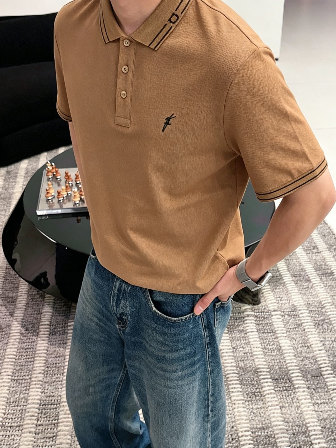 菲拉格慕26ss高级男士商务休闲珠地棉翻领POLO衫，贸易公司渠道货，源自原厂代工出品，高端品鉴心水之物