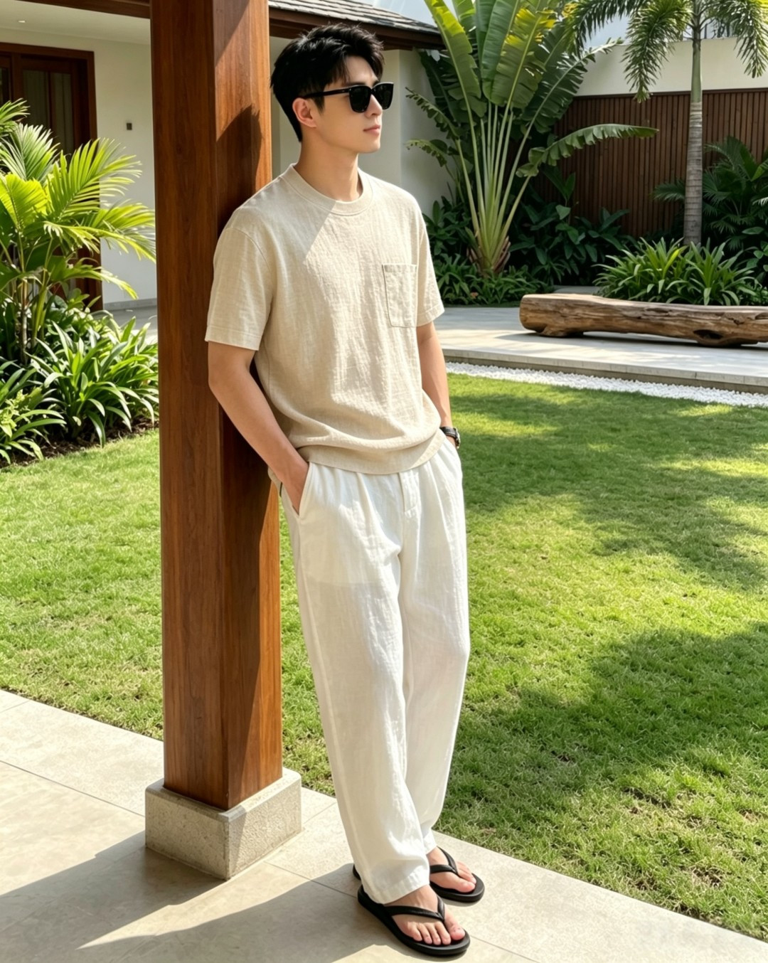 Armani阿玛尼、高端定制-至尊商务休闲风26ss男士麻料圆领短袖T恤，经典商务男装，男装界的天花板，