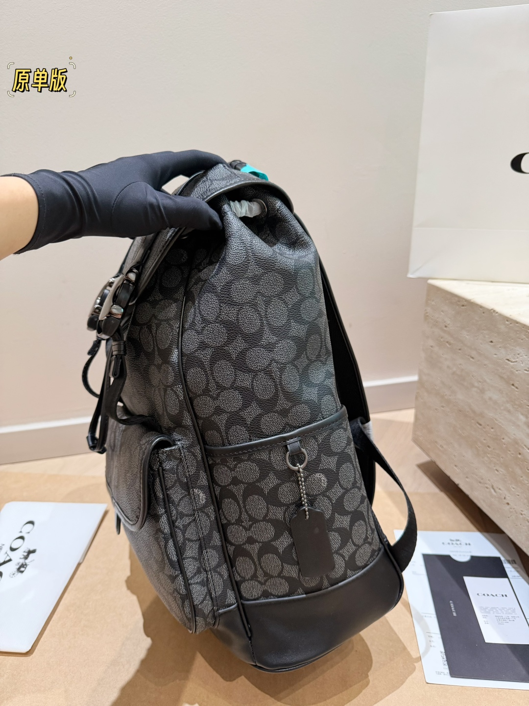 Coach Charcoal Signature Canvas Black backpack