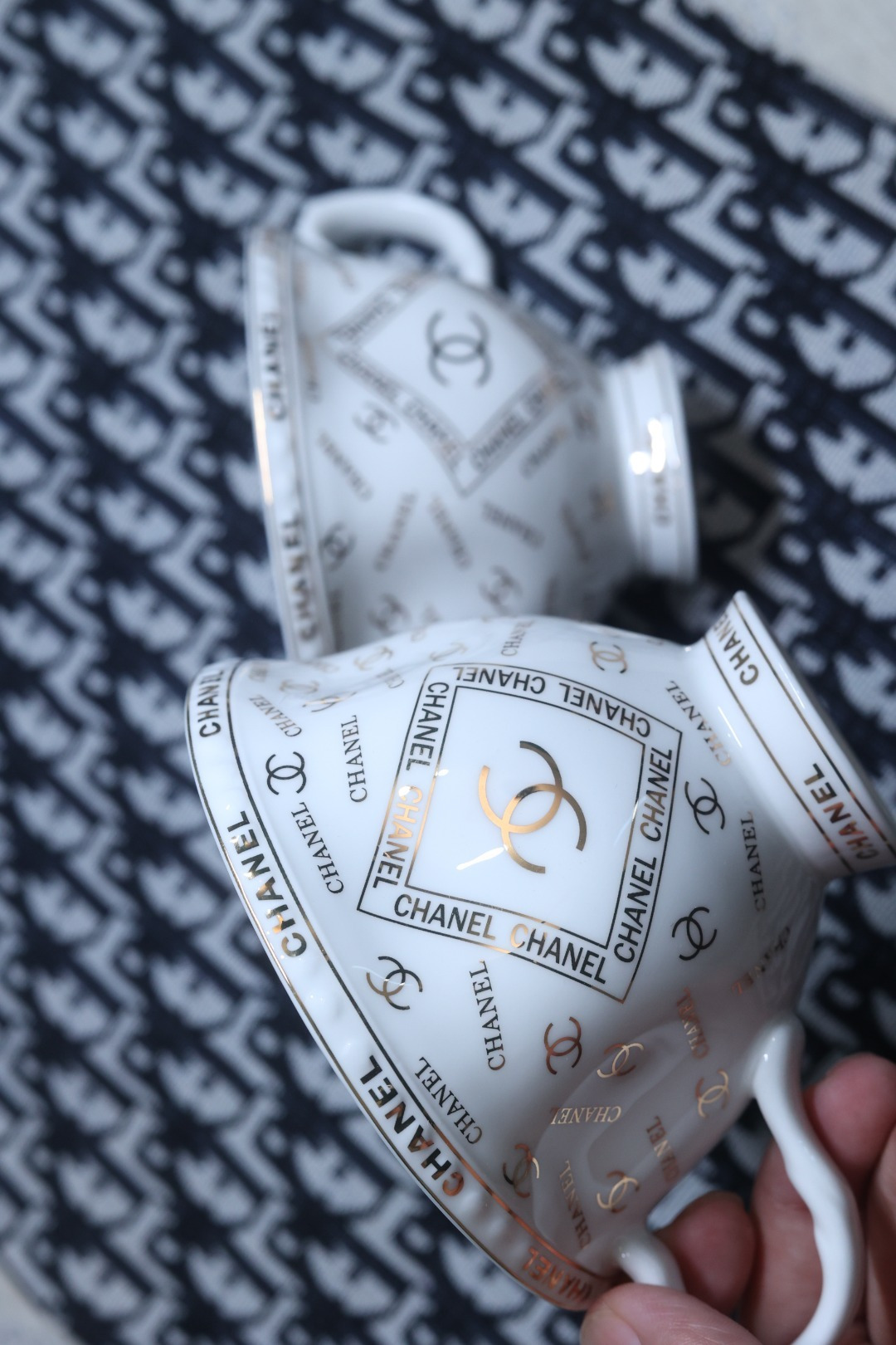 Chanel Double Cup Saucer Dessert Plate Gift Set - Elegant Afternoon Tea