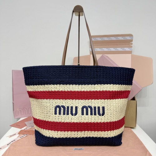 Miu Miu Striped Beach Tote Bag, Lightweight & Spacious - Perfect for Travel