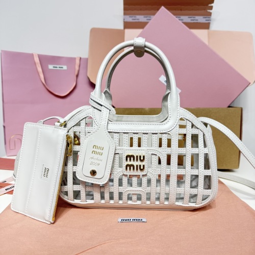 Miu Miu White Nappa Leather Basket Bag with Detachable Pouch 1 Miu Miu White Nappa Leather Basket Bag with Detachable Pouch