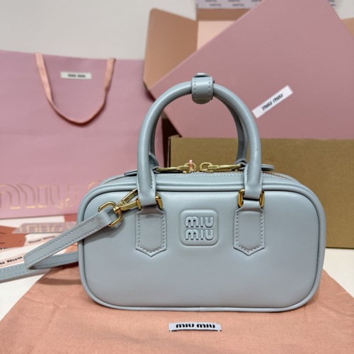 Miu Miu Arcadie Leather Mini Handbag, Top Handle Satchel, Light Blue 1 Miu Miu Arcadie Leather Mini Handbag, Top Handle Satchel, Light Blue