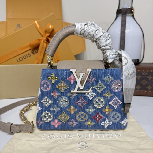 Louis Vuitton Capucines Mini Denim Bag with Embellishments & Leather Trim 1 Louis Vuitton Capucines Mini Denim Bag with Embellishments & Leather Trim