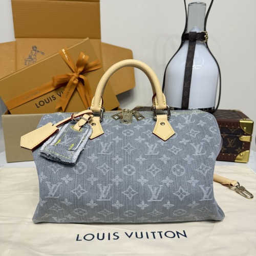 Louis Vuitton Speedy Soft 30 Denim Monogram Bleach Cotton Handbag,30 x 17 x 21 cm 1 Louis Vuitton Speedy Soft 30 Denim Monogram Bleach Cotton Handbag,30 x 17 x 21 cm