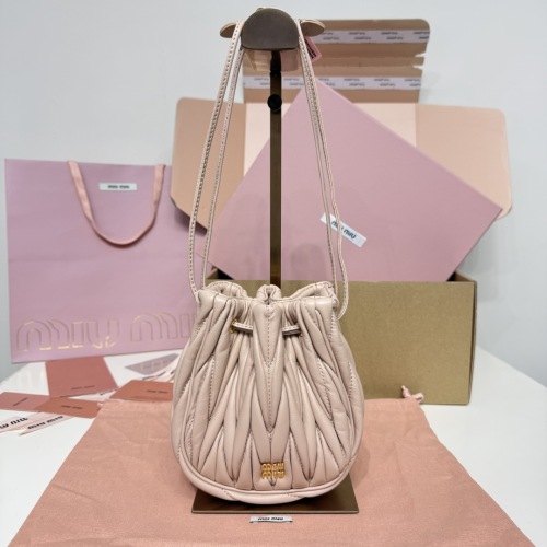 Miu Miu Matelassé Leather Bucket Bag Drawstring Closure -Nude Pink 1 Miu Miu Matelassé Leather Bucket Bag Drawstring Closure -Nude Pink