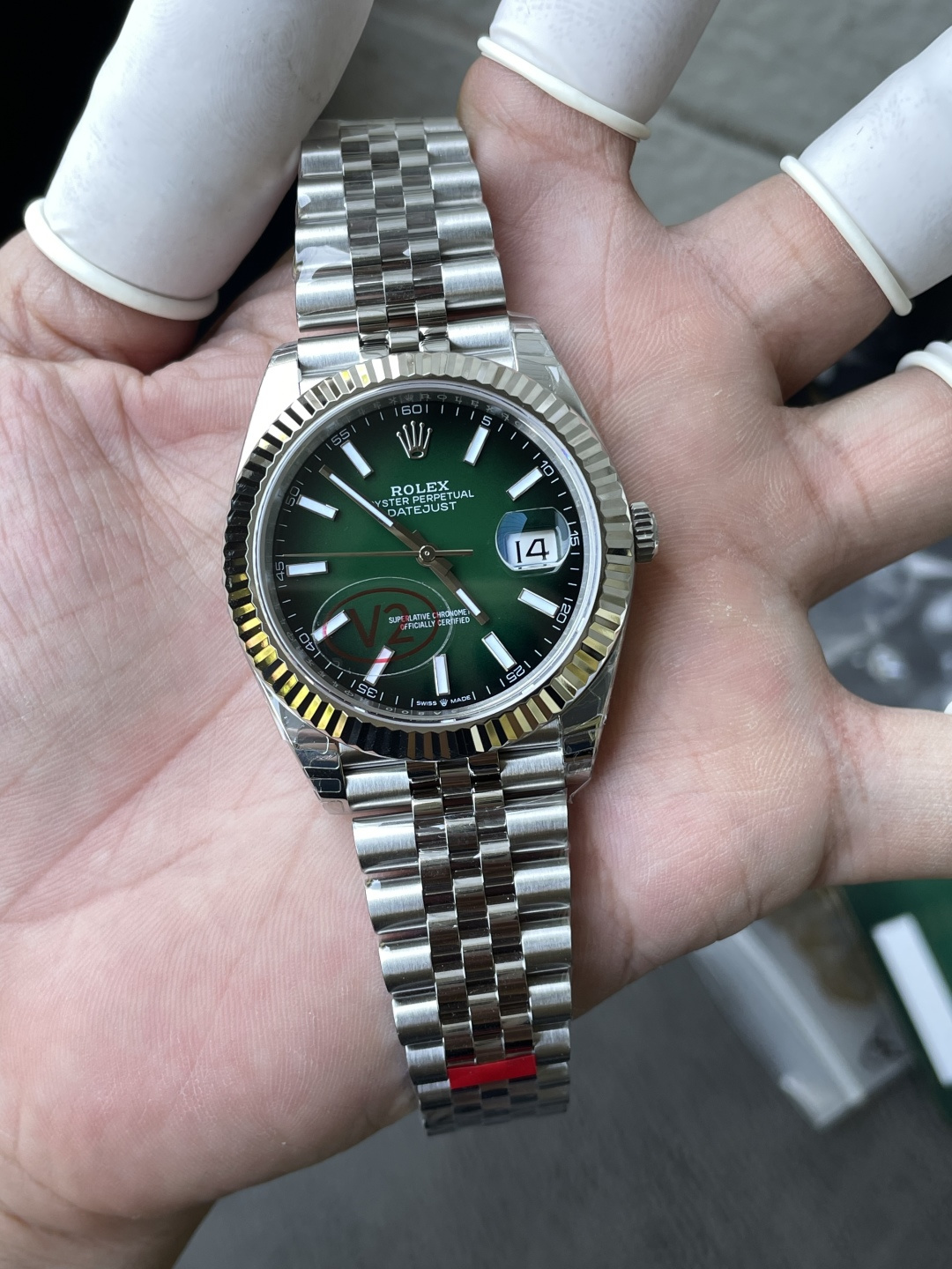 NO:821980,VS new Zhejiang green log 41mm Dandong machine,19860909VS 新款浙变绿日志 41mm 丹东机,,Watch