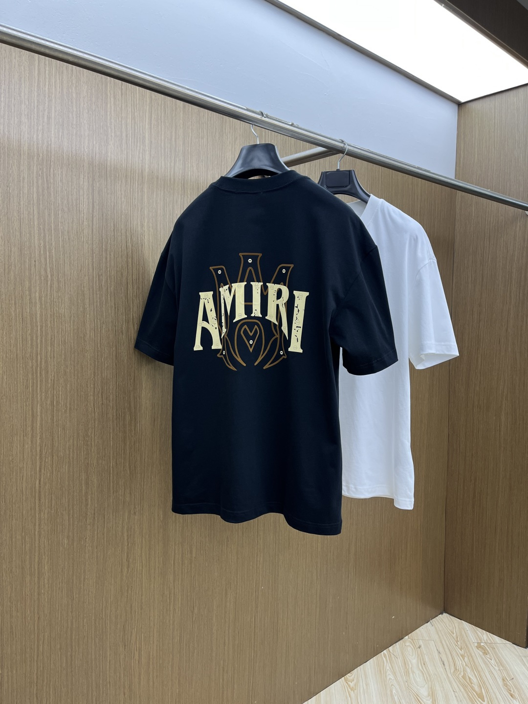 早春 AMIRI 🔥🔥春夏新款简约字母印花短袖 双纱纯棉面料 多元化搭配 是眼下时尚前沿的创新趋势 复古