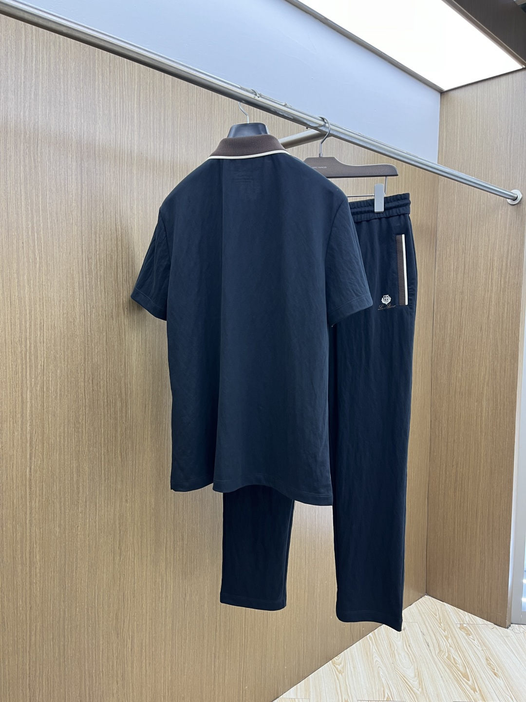 早春/套 Loro Piana 🔥🔥春夏新款简约休闲套装 精选新疆长绒棉 纱线环保染色定型 面料洗水上身