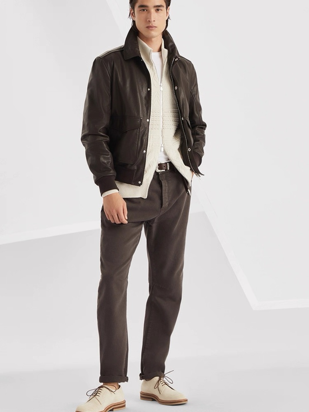p1800 [BC男装] Brunello Cucinelli 休闲时尚短夹克皮衣外套  .官网代购什么价值 。咱们就做什么价值的货  ，真皮原料系列持续上新。