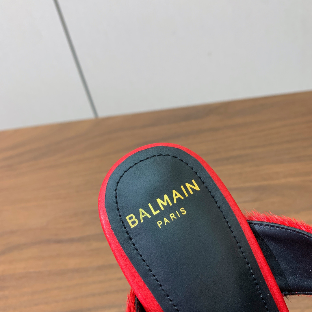 【Bal*ain】高跟半鞋。重工打造，无敌气场、无敌好看。原版定制进口小牛皮➕马毛。牛皮垫脚。意大利进口