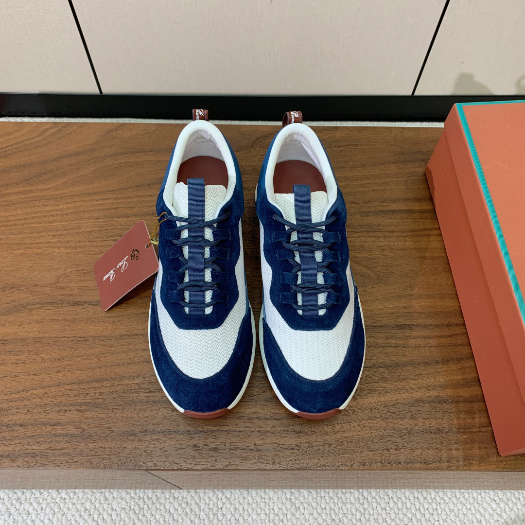 【Loro Piana】情侣款休闲运动鞋。简约时尚，鞋面采用牛反绒拼网面。羊皮垫脚。定制橡胶底。码数：女