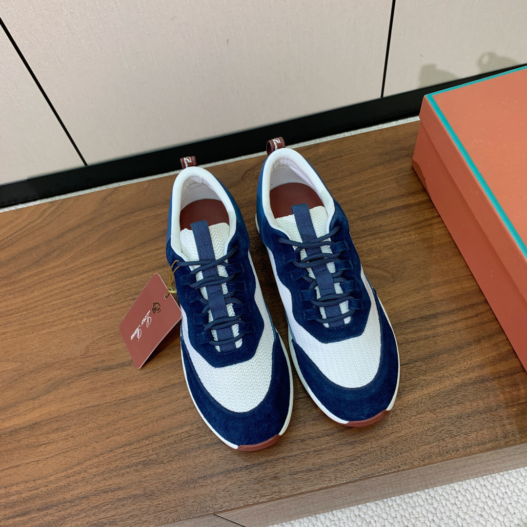 【Loro Piana】情侣款休闲运动鞋。简约时尚，鞋面采用牛反绒拼网面。羊皮垫脚。定制橡胶底。码数：女