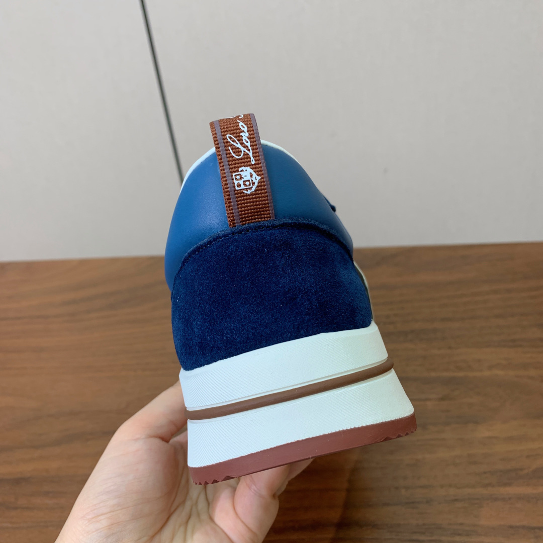 【Loro Piana】情侣款休闲运动鞋。简约时尚，鞋面采用牛反绒拼网面。羊皮垫脚。定制橡胶底。码数：女