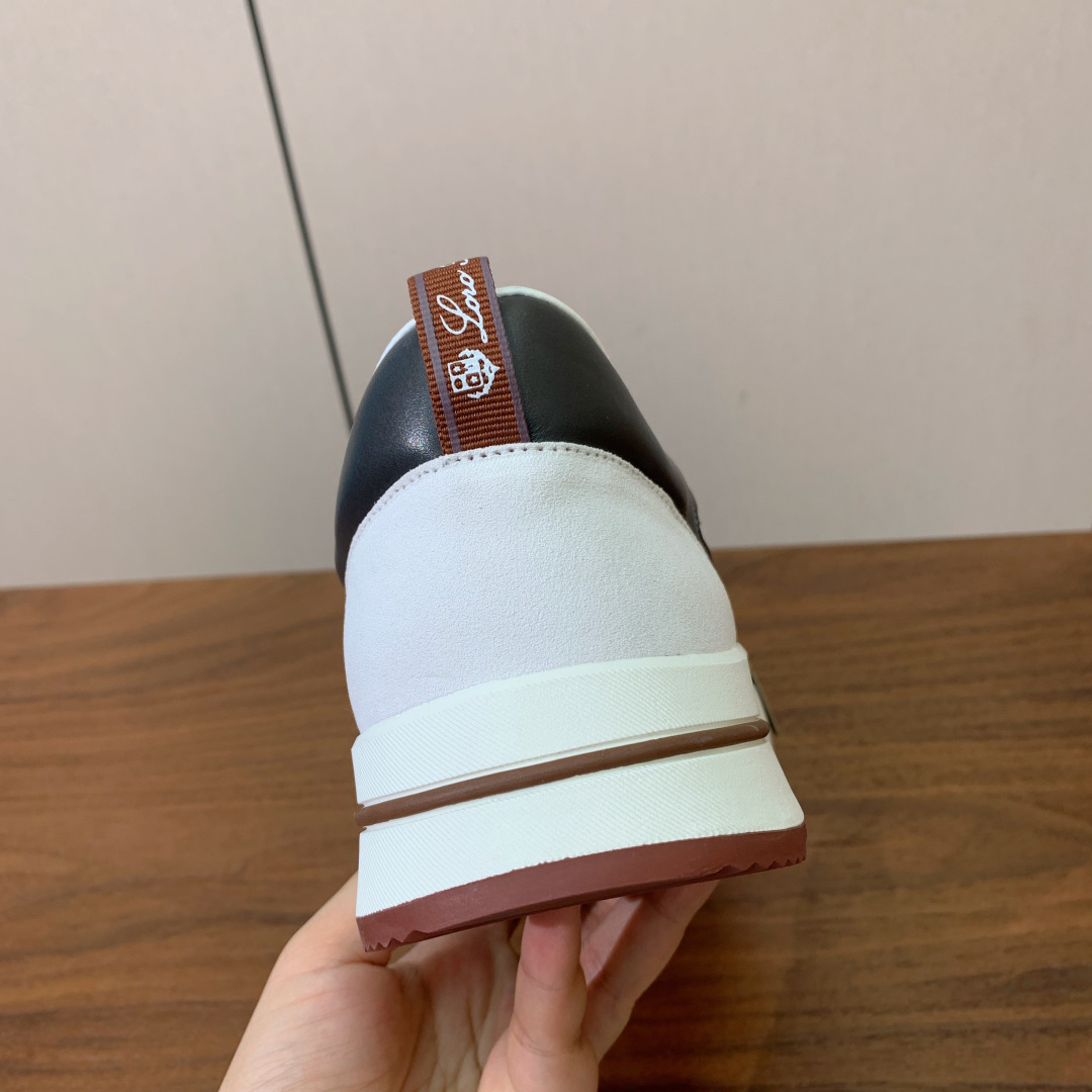【Loro Piana】情侣款休闲运动鞋。简约时尚，鞋面采用牛反绒拼网面。羊皮垫脚。定制橡胶底。码数：女