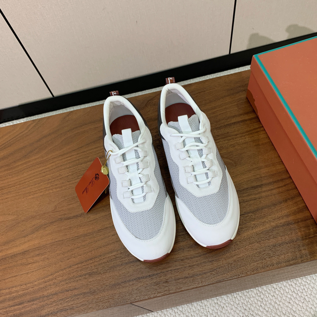 【Loro Piana】情侣款休闲运动鞋。简约时尚，鞋面采用牛反绒拼网面。羊皮垫脚。定制橡胶底。码数：女