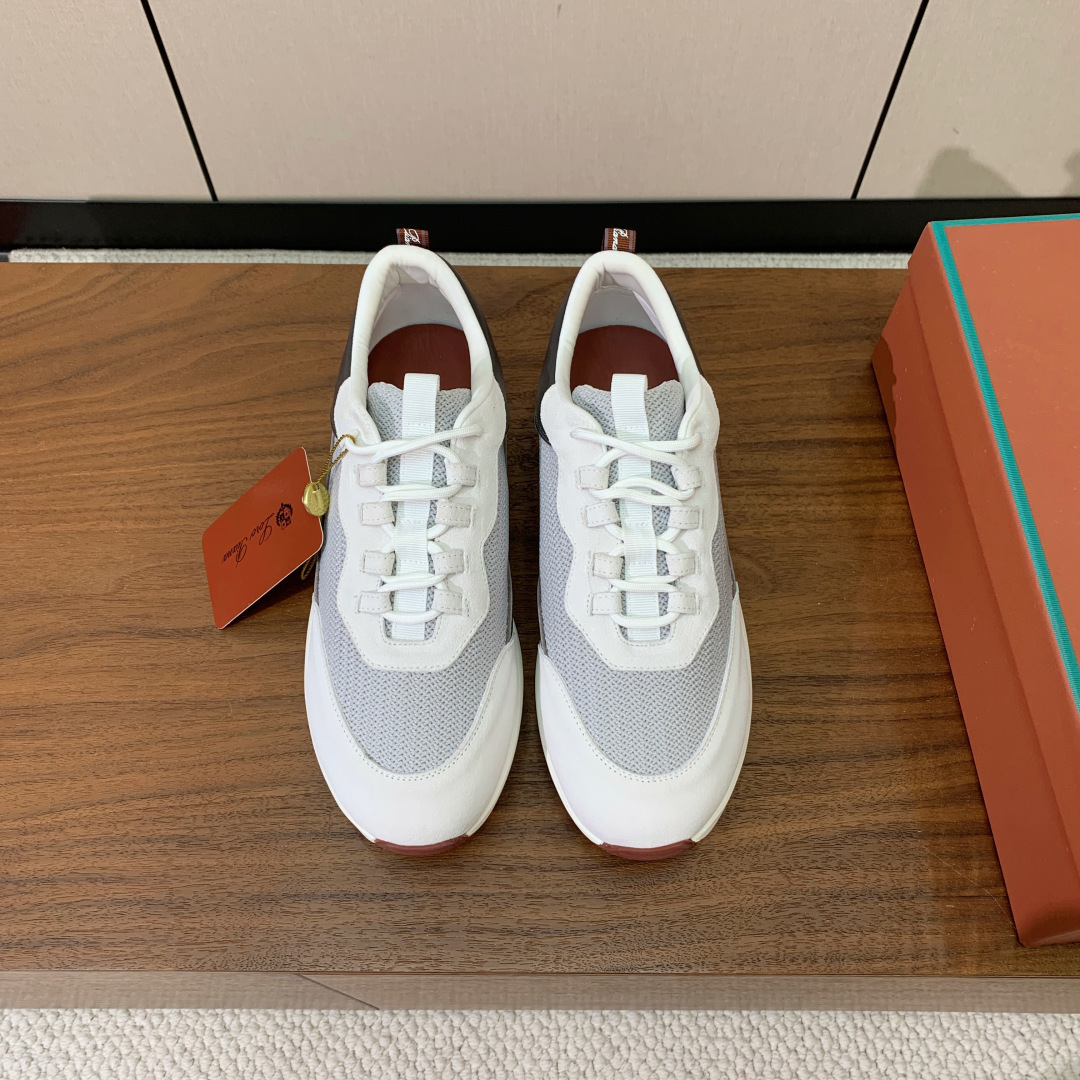 【Loro Piana】情侣款休闲运动鞋。简约时尚，鞋面采用牛反绒拼网面。羊皮垫脚。定制橡胶底。码数：女