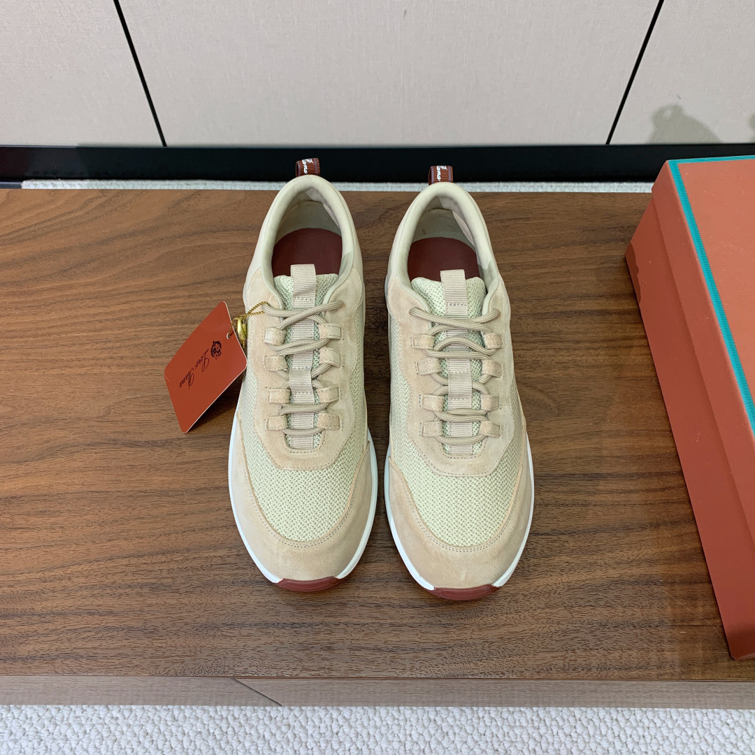 【Loro Piana】情侣款休闲运动鞋。简约时尚，鞋面采用牛反绒拼网面。羊皮垫脚。定制橡胶底。码数：女