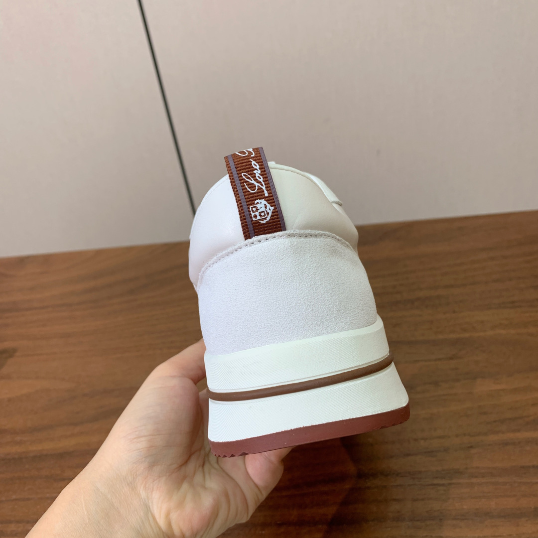 【Loro Piana】情侣款休闲运动鞋。简约时尚，鞋面采用牛反绒拼网面。羊皮垫脚。定制橡胶底。码数：女