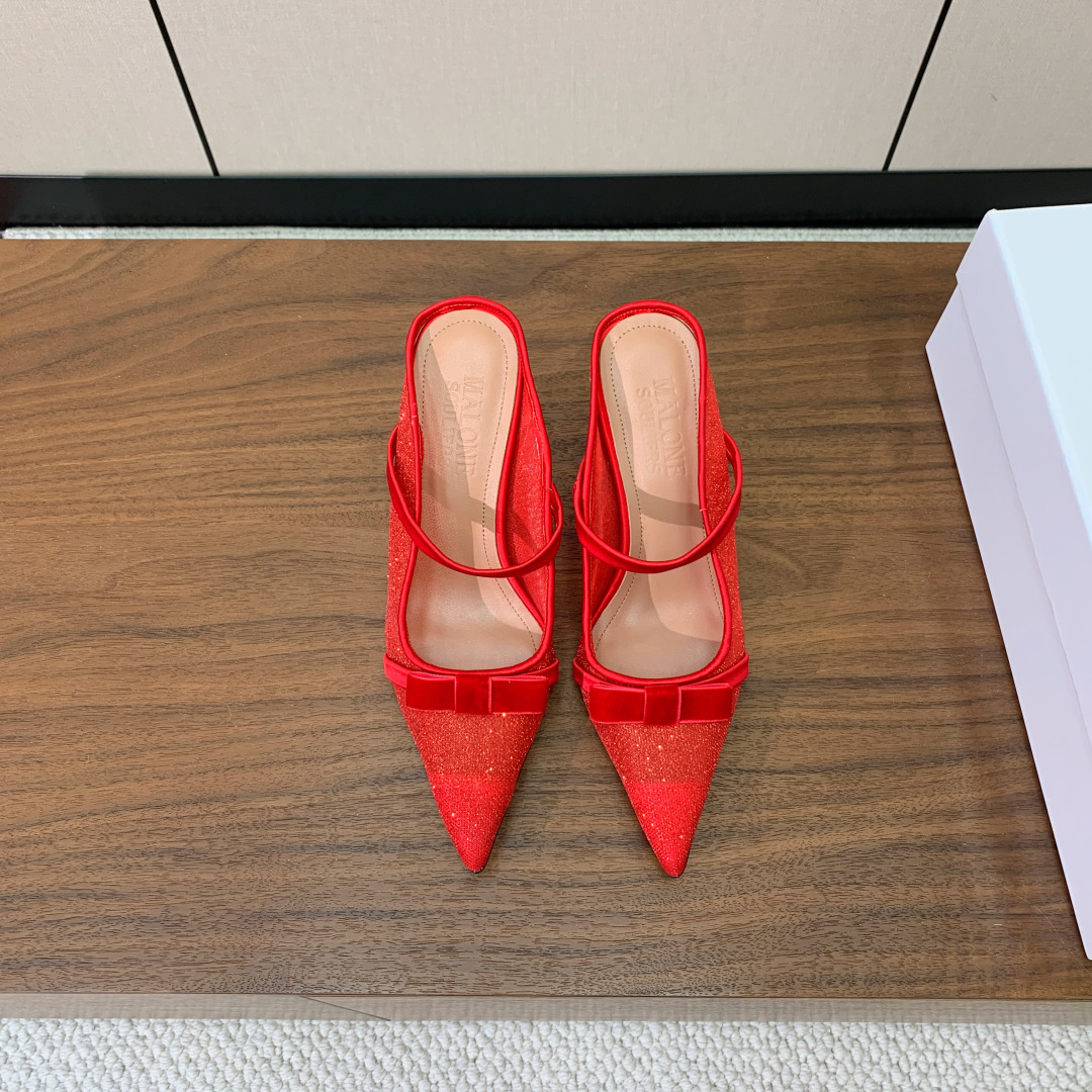 【Malone Souliers】网面中跟半拖。鞋面定制网面，羊皮垫脚。进口真皮大底。跟高8.5cm码数