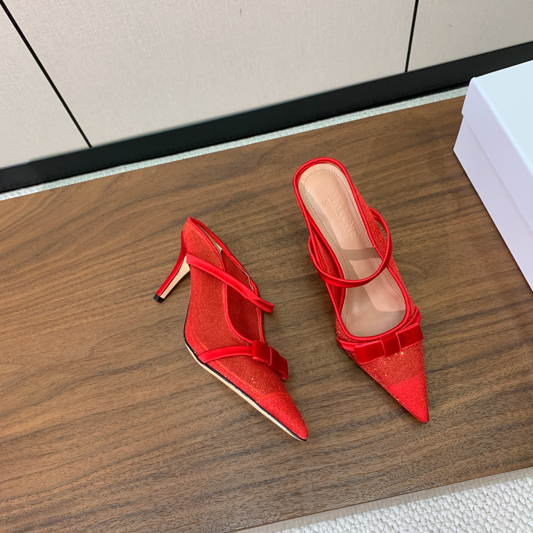 【Malone Souliers】网面中跟半拖。鞋面定制网面，羊皮垫脚。进口真皮大底。跟高8.5cm码数