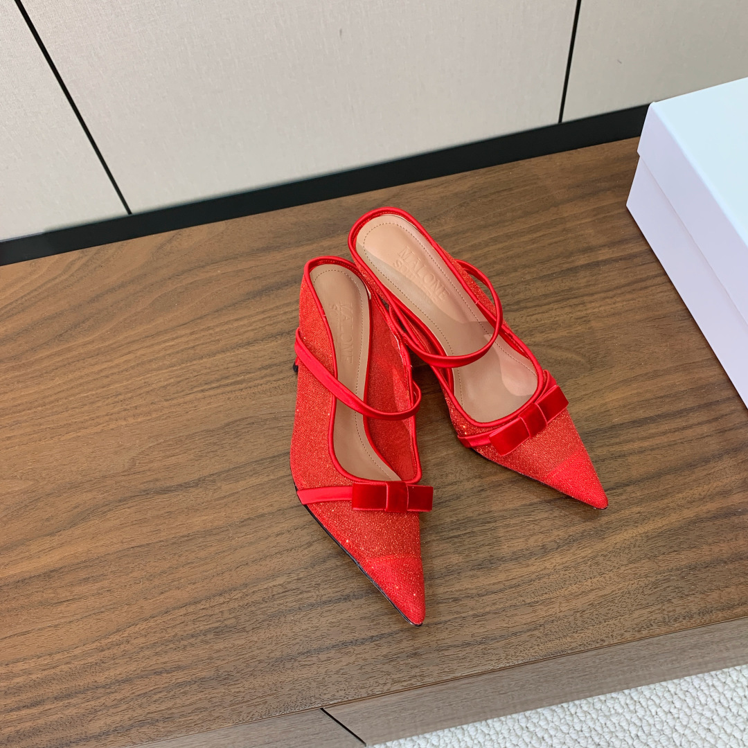 【Malone Souliers】网面中跟半拖。鞋面定制网面，羊皮垫脚。进口真皮大底。跟高8.5cm码数