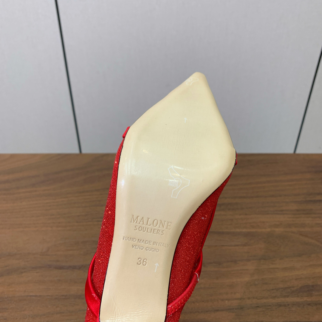 【Malone Souliers】网面中跟半拖。鞋面定制网面，羊皮垫脚。进口真皮大底。跟高8.5cm码数