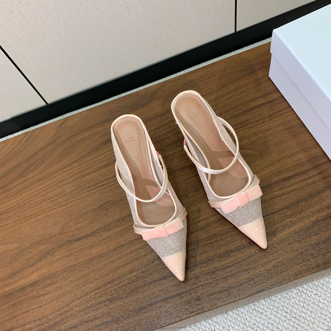【Malone Souliers】网面中跟半拖。鞋面定制网面，羊皮垫脚。进口真皮大底。跟高8.5cm码数