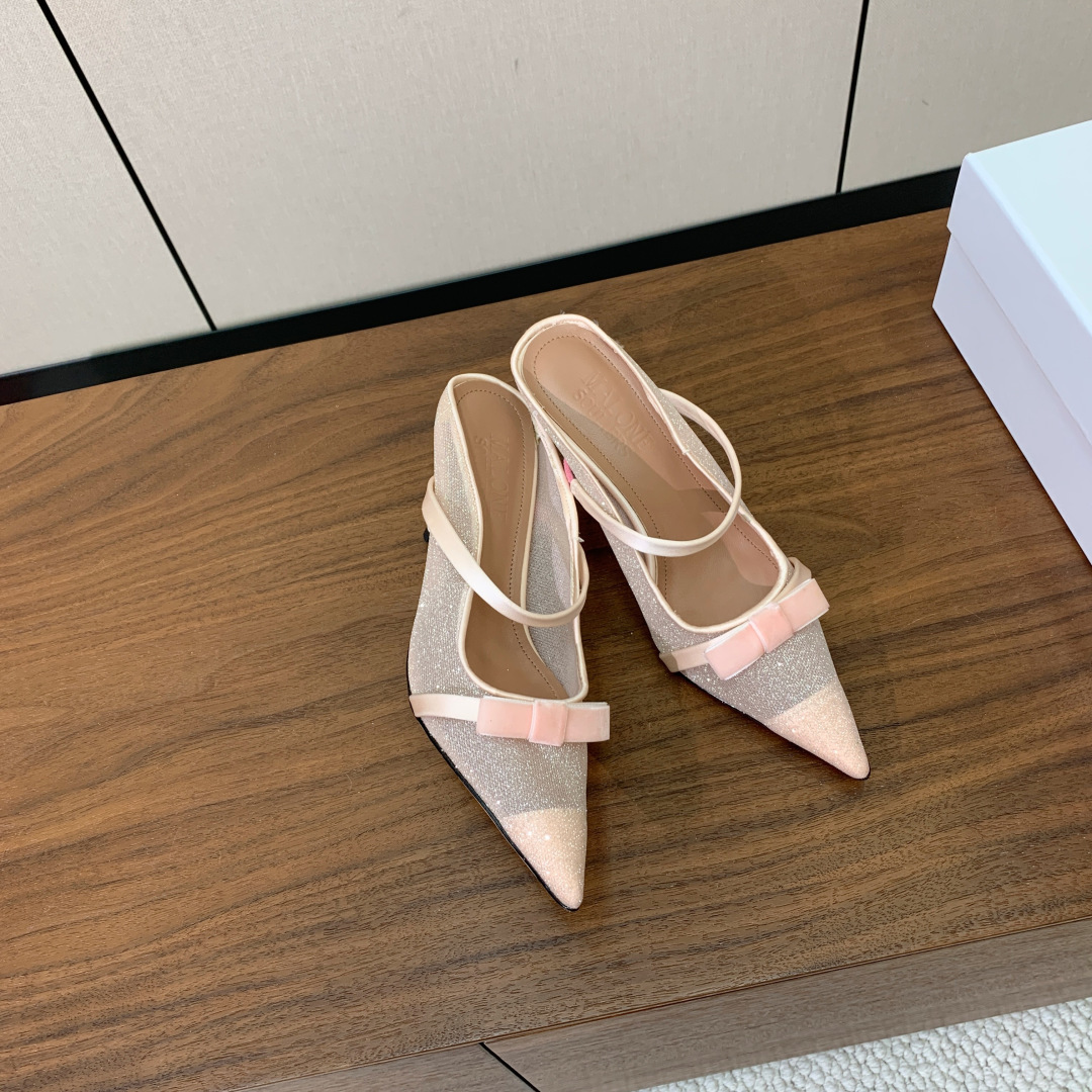 【Malone Souliers】网面中跟半拖。鞋面定制网面，羊皮垫脚。进口真皮大底。跟高8.5cm码数