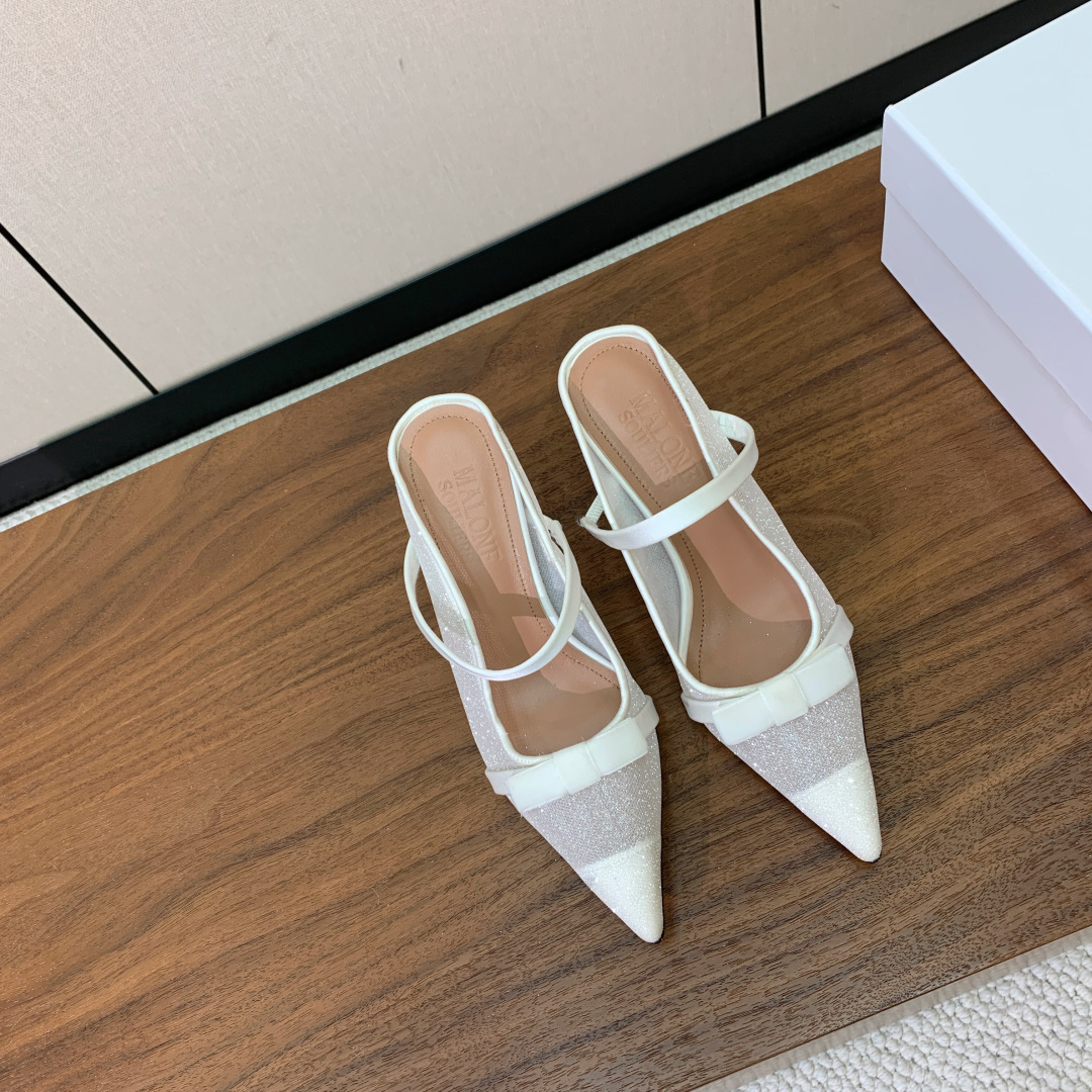 【Malone Souliers】网面中跟半拖。鞋面定制网面，羊皮垫脚。进口真皮大底。跟高8.5cm码数