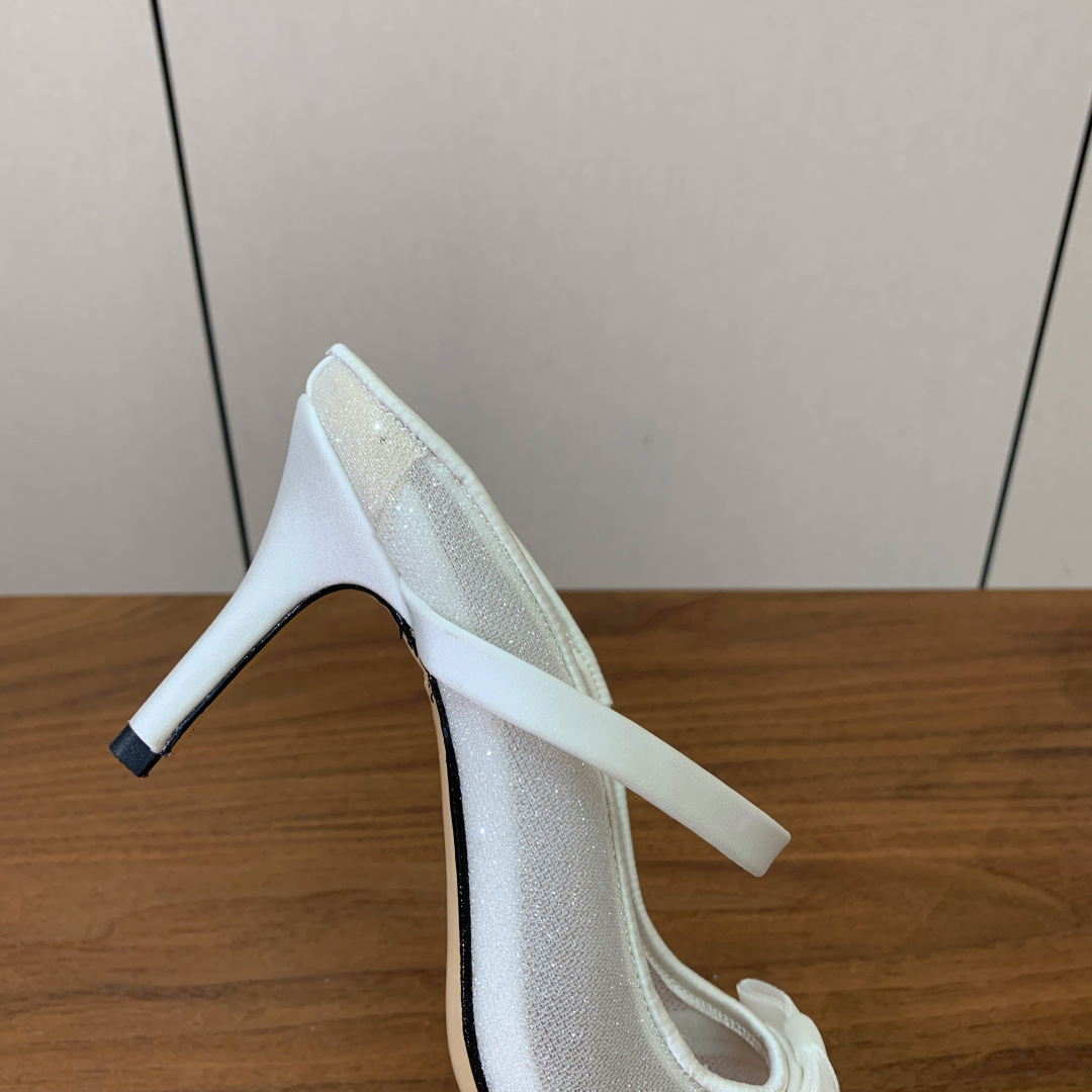 【Malone Souliers】网面中跟半拖。鞋面定制网面，羊皮垫脚。进口真皮大底。跟高8.5cm码数
