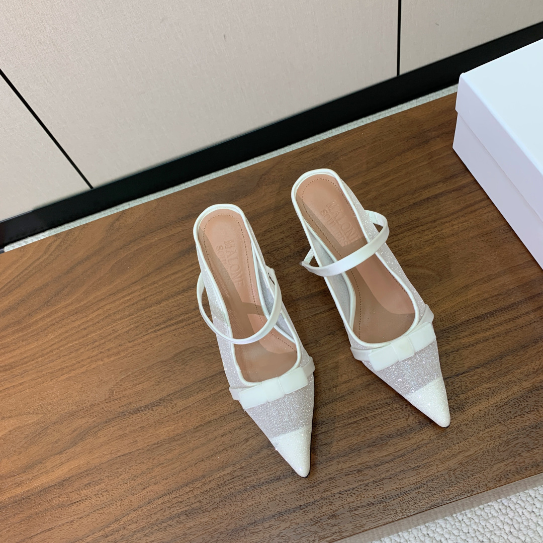 【Malone Souliers】网面中跟半拖。鞋面定制网面，羊皮垫脚。进口真皮大底。跟高8.5cm码数