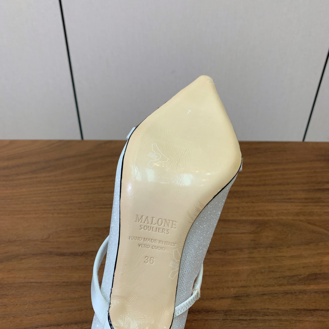 【Malone Souliers】网面中跟半拖。鞋面定制网面，羊皮垫脚。进口真皮大底。跟高8.5cm码数