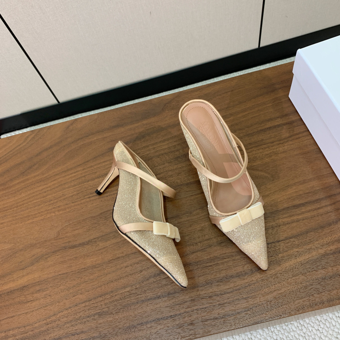 【Malone Souliers】网面中跟半拖。鞋面定制网面，羊皮垫脚。进口真皮大底。跟高8.5cm码数
