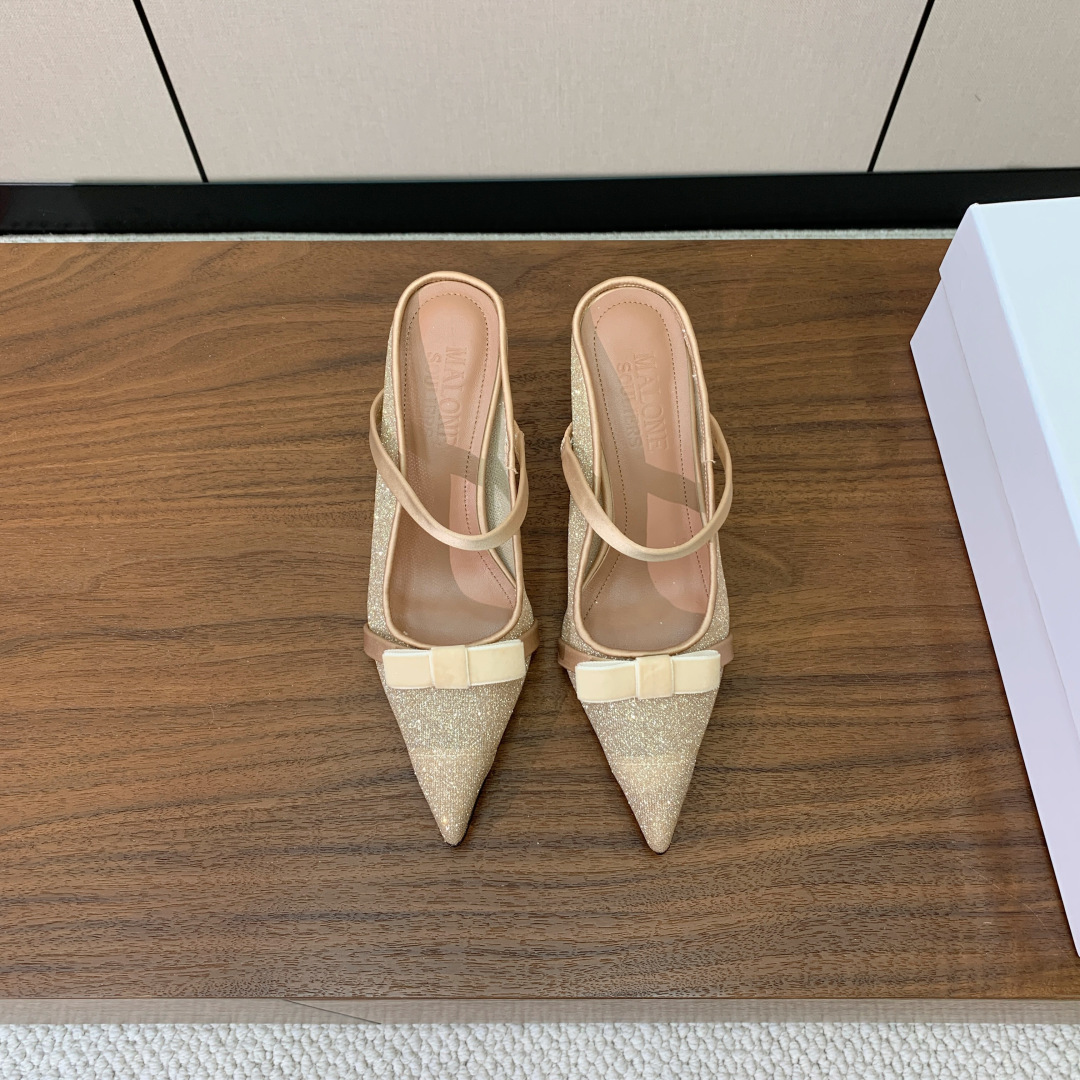 【Malone Souliers】网面中跟半拖。鞋面定制网面，羊皮垫脚。进口真皮大底。跟高8.5cm码数