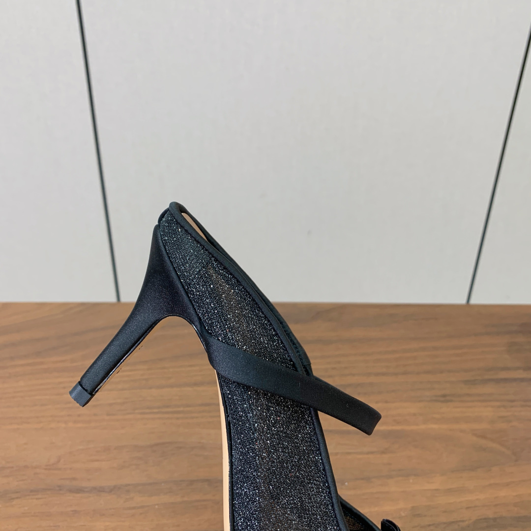 【Malone Souliers】网面中跟半拖。鞋面定制网面，羊皮垫脚。进口真皮大底。跟高8.5cm码数