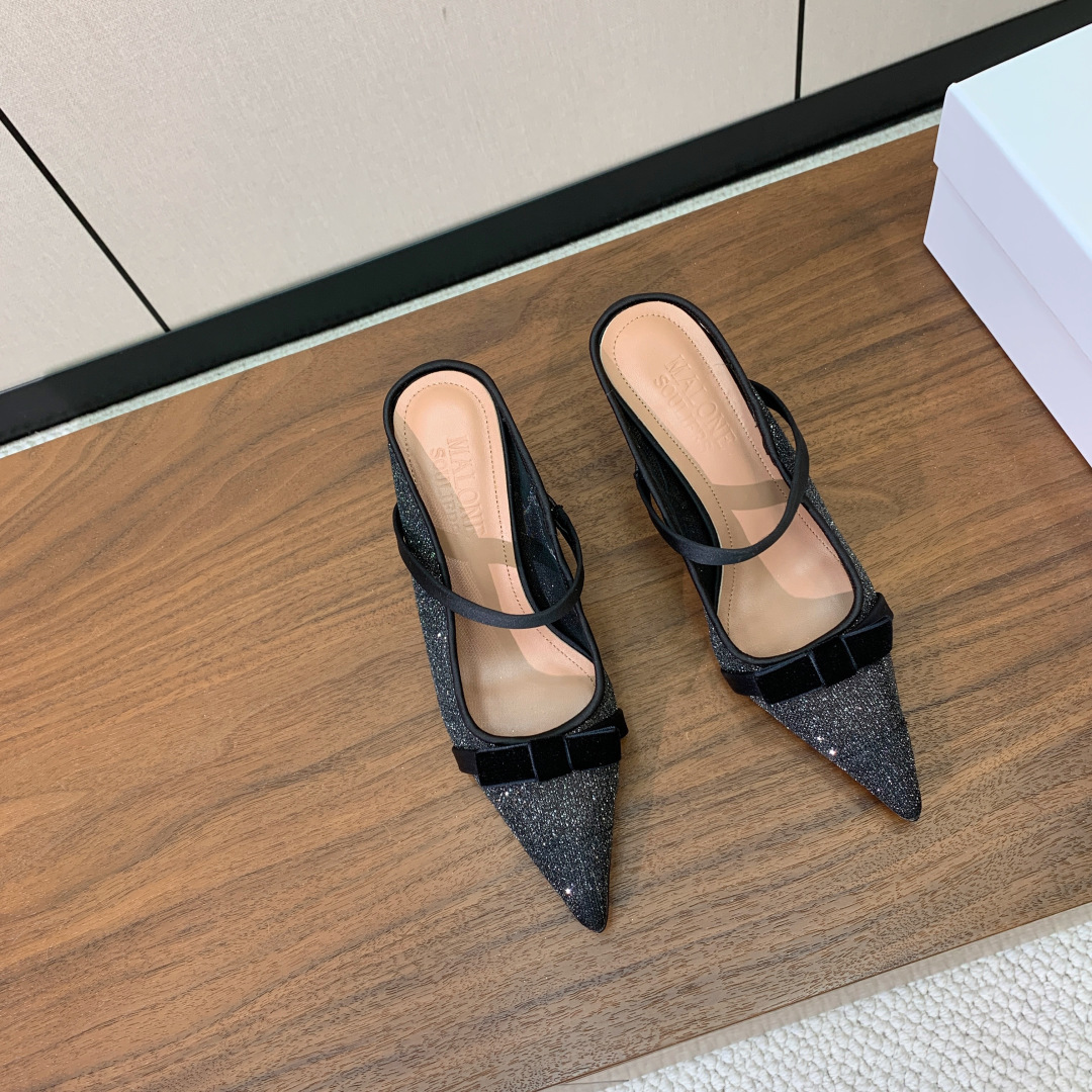 【Malone Souliers】网面中跟半拖。鞋面定制网面，羊皮垫脚。进口真皮大底。跟高8.5cm码数