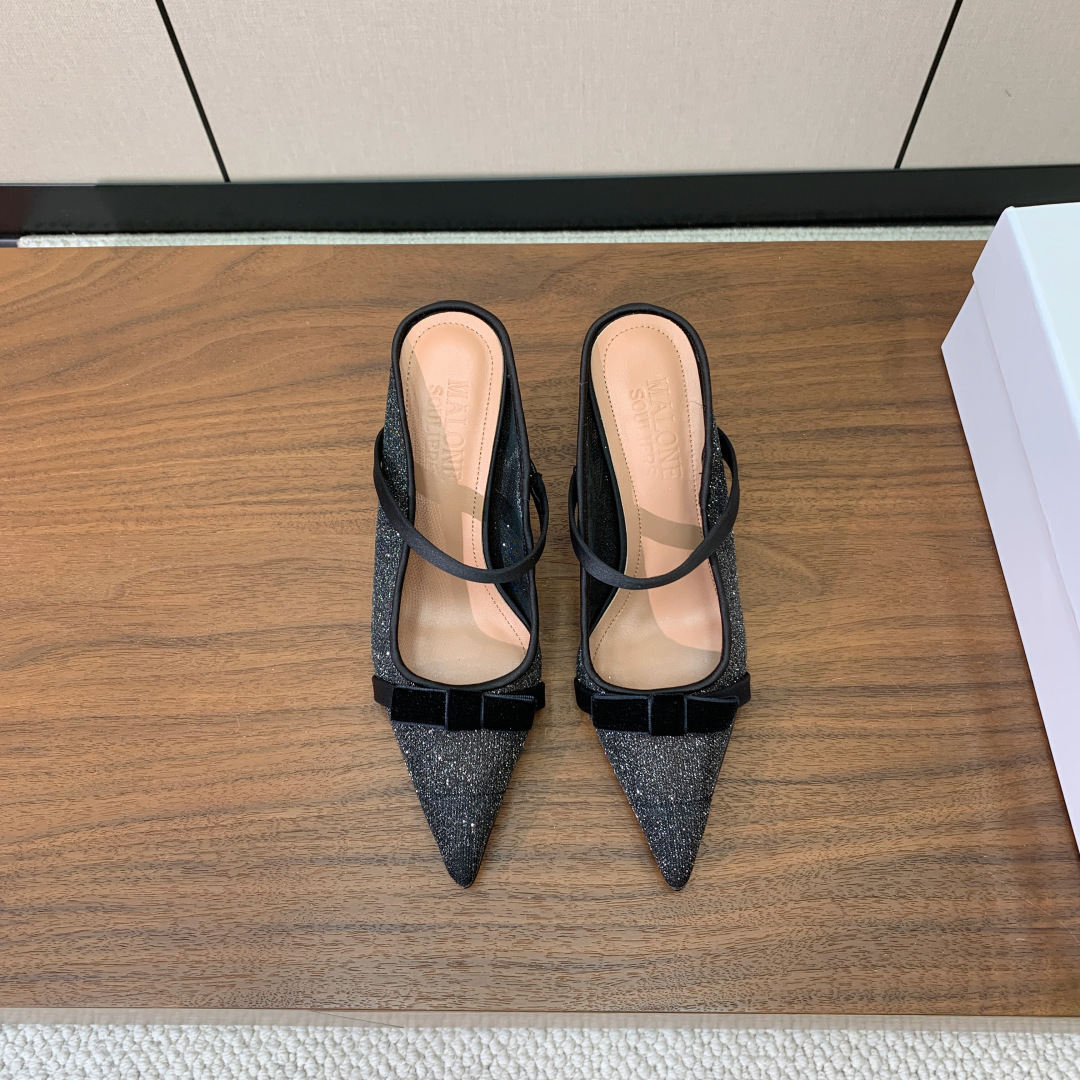 【Malone Souliers】网面中跟半拖。鞋面定制网面，羊皮垫脚。进口真皮大底。跟高8.5cm码数
