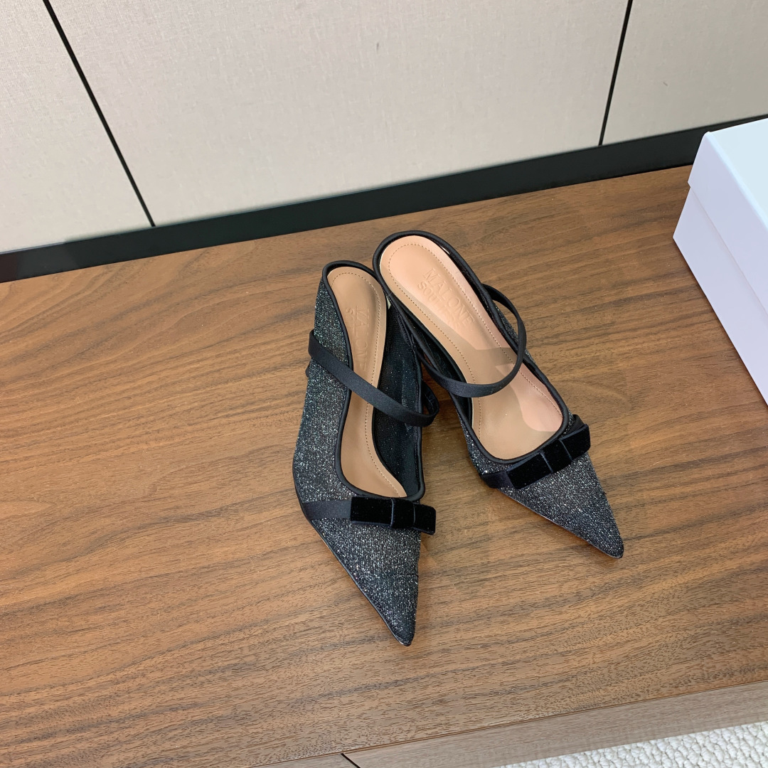 【Malone Souliers】网面中跟半拖。鞋面定制网面，羊皮垫脚。进口真皮大底。跟高8.5cm码数