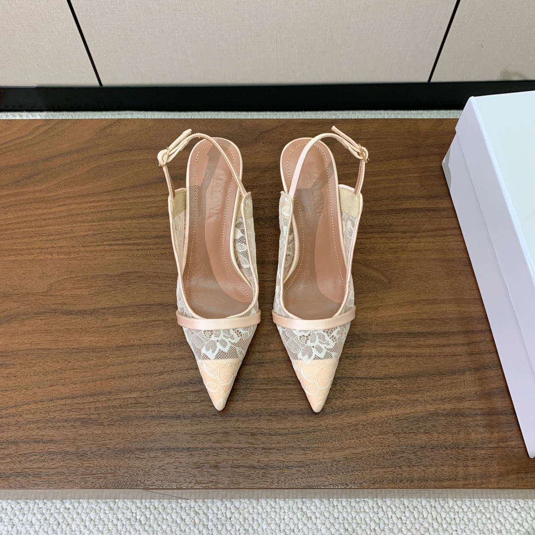 【Malone Souliers】蕾丝后空凉鞋。鞋面定制蕾丝，羊皮垫脚。进口真皮大底。跟高8.5cm码数