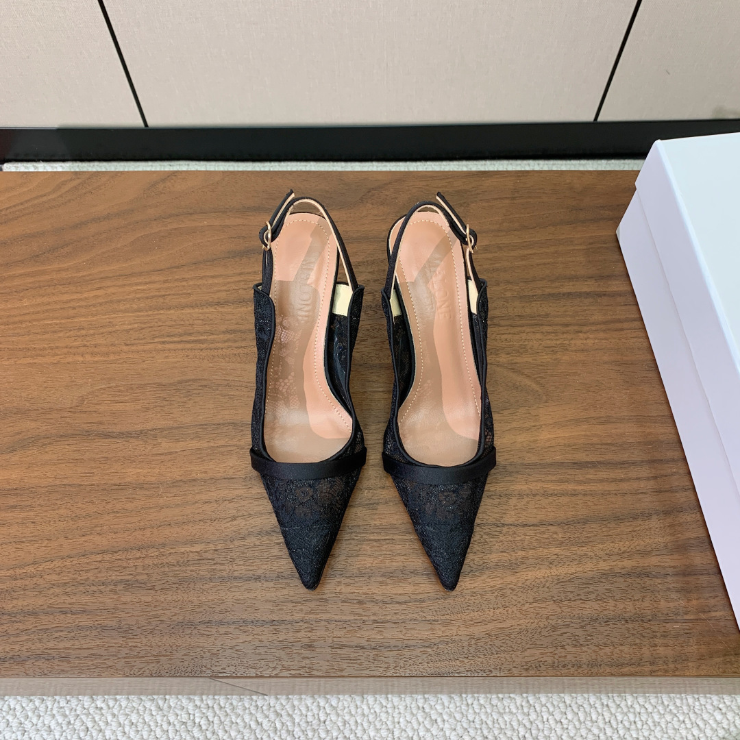 【Malone Souliers】蕾丝后空凉鞋。鞋面定制蕾丝，羊皮垫脚。进口真皮大底。跟高8.5cm码数