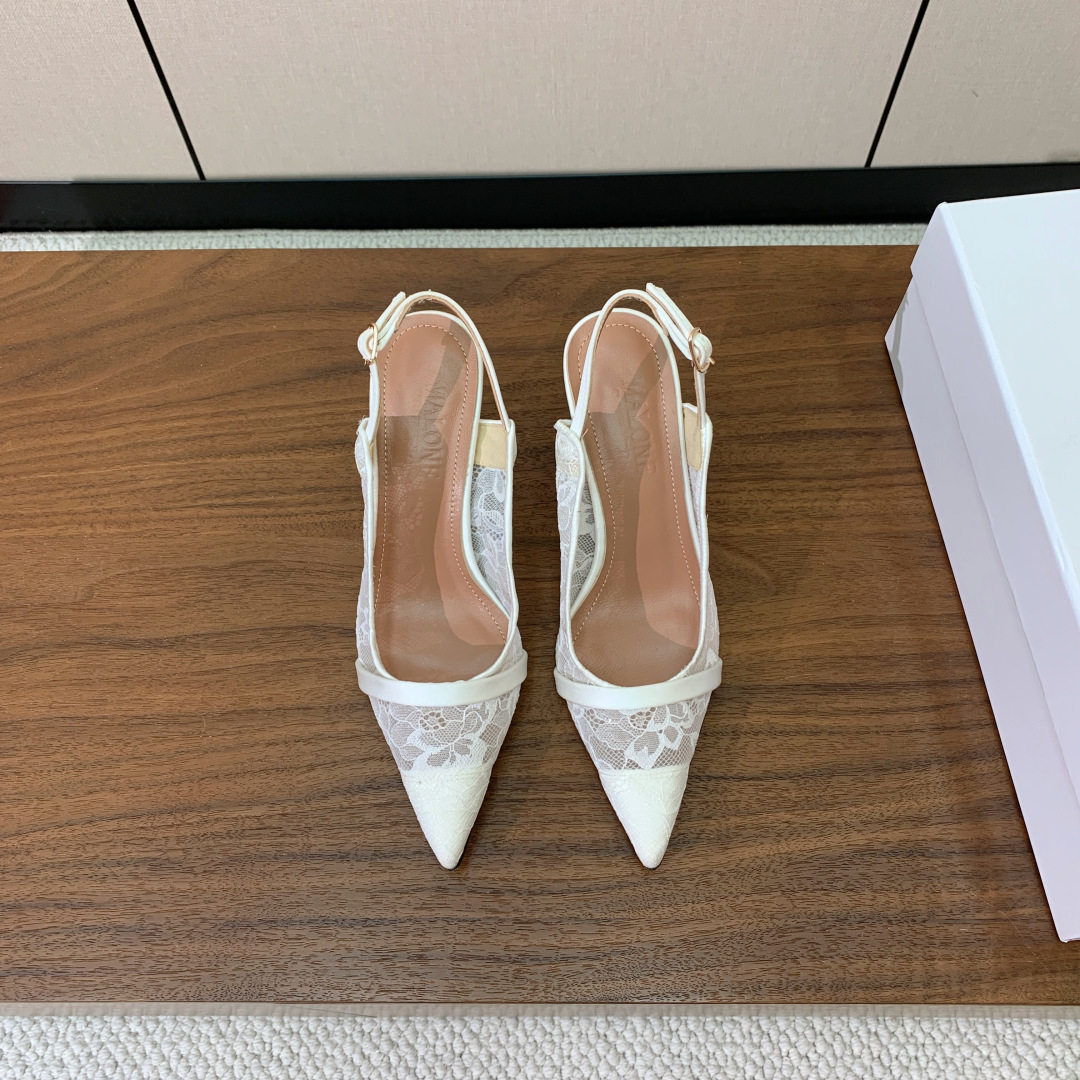 【Malone Souliers】蕾丝后空凉鞋。鞋面定制蕾丝，羊皮垫脚。进口真皮大底。跟高8.5cm码数