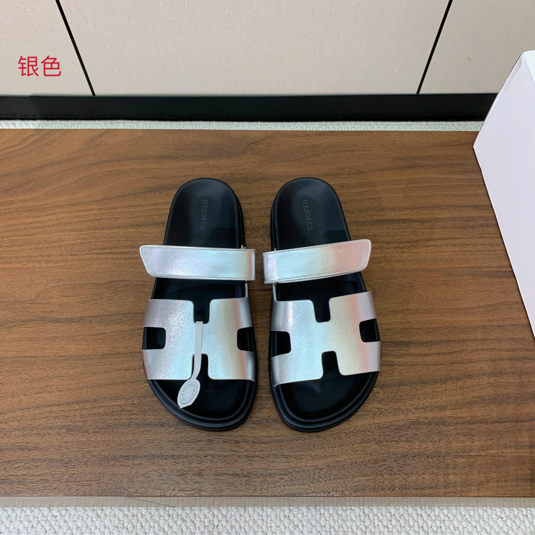 【Herm*s】顶级版本情侣款二舅拖。鞋面进口牛皮、羊京皮、掌纹皮。进口羊皮里，Tpu防滑耐磨大底。原版