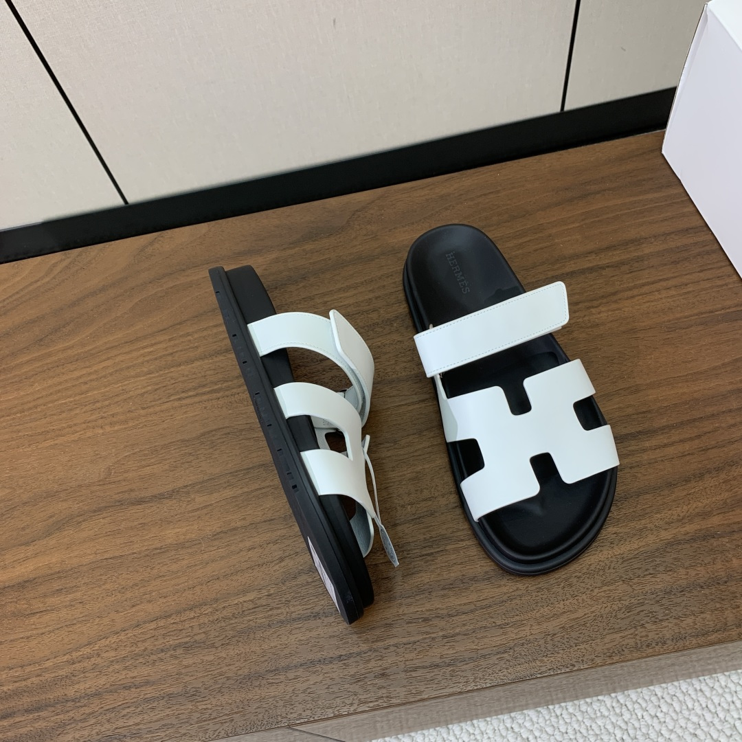 【Herm*s】顶级版本情侣款二舅拖。鞋面进口牛皮、羊京皮、掌纹皮。进口羊皮里，Tpu防滑耐磨大底。原版