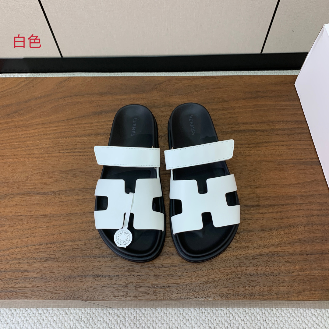 【Herm*s】顶级版本情侣款二舅拖。鞋面进口牛皮、羊京皮、掌纹皮。进口羊皮里，Tpu防滑耐磨大底。原版