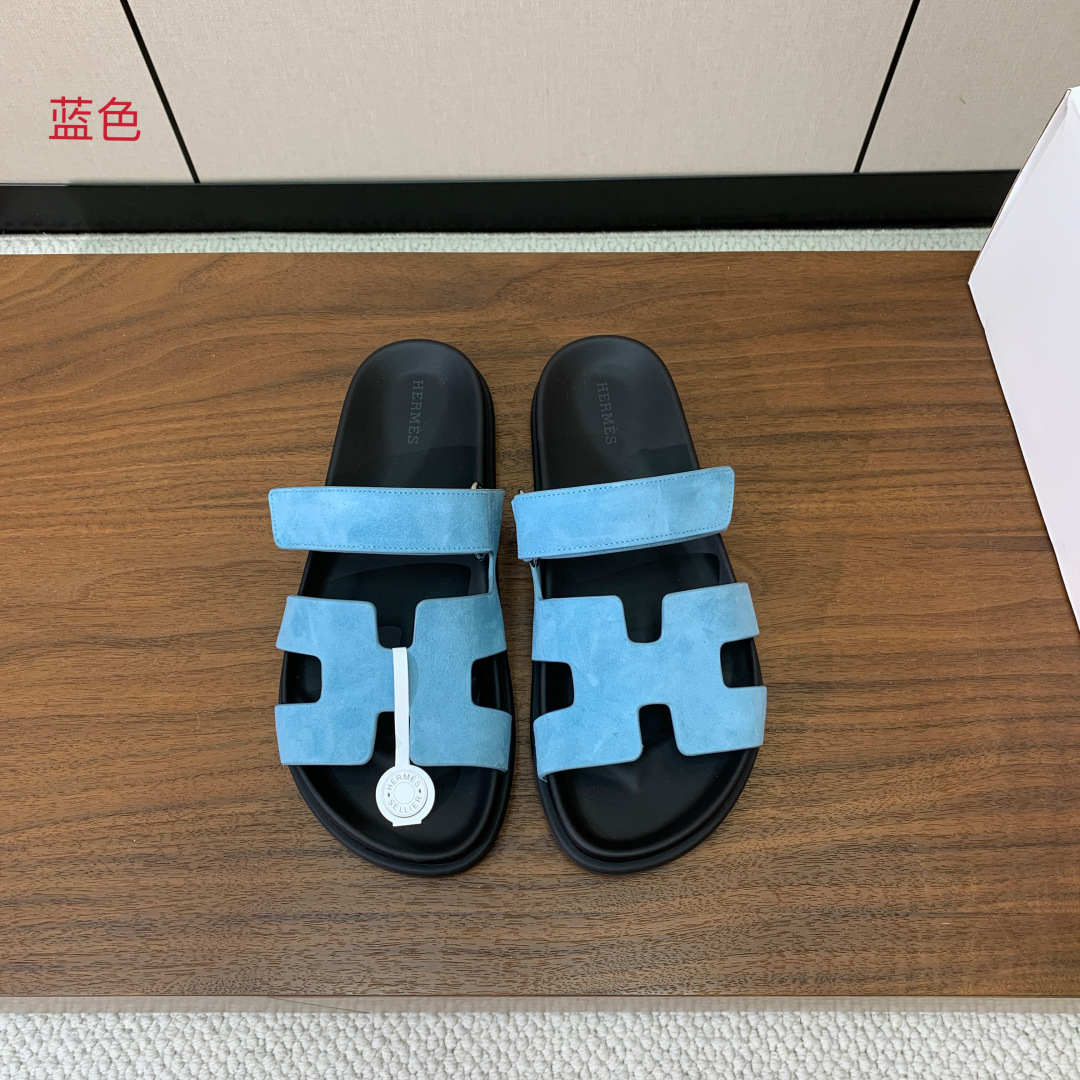 【Herm*s】顶级版本情侣款二舅拖。鞋面进口牛皮、羊京皮、掌纹皮。进口羊皮里，Tpu防滑耐磨大底。原版