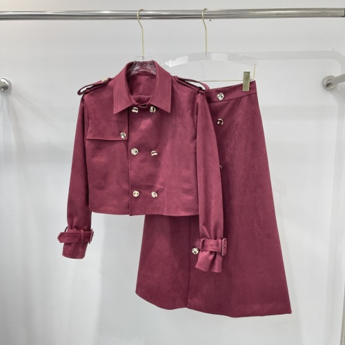 Elegant Women's British Style Suede Skirt Suit - Blazer & A-Line Skirt 1 Elegant Women's British Style Suede Skirt Suit - Blazer & A-Line Skirt
