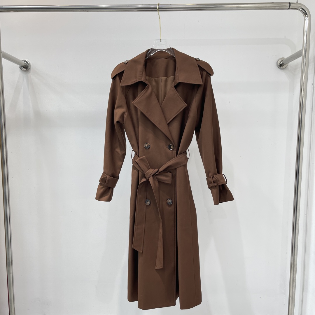 Trench-coat Long Élégant Ceinturé, Style Rétro Chic, Manteau d'Automne pour Femme