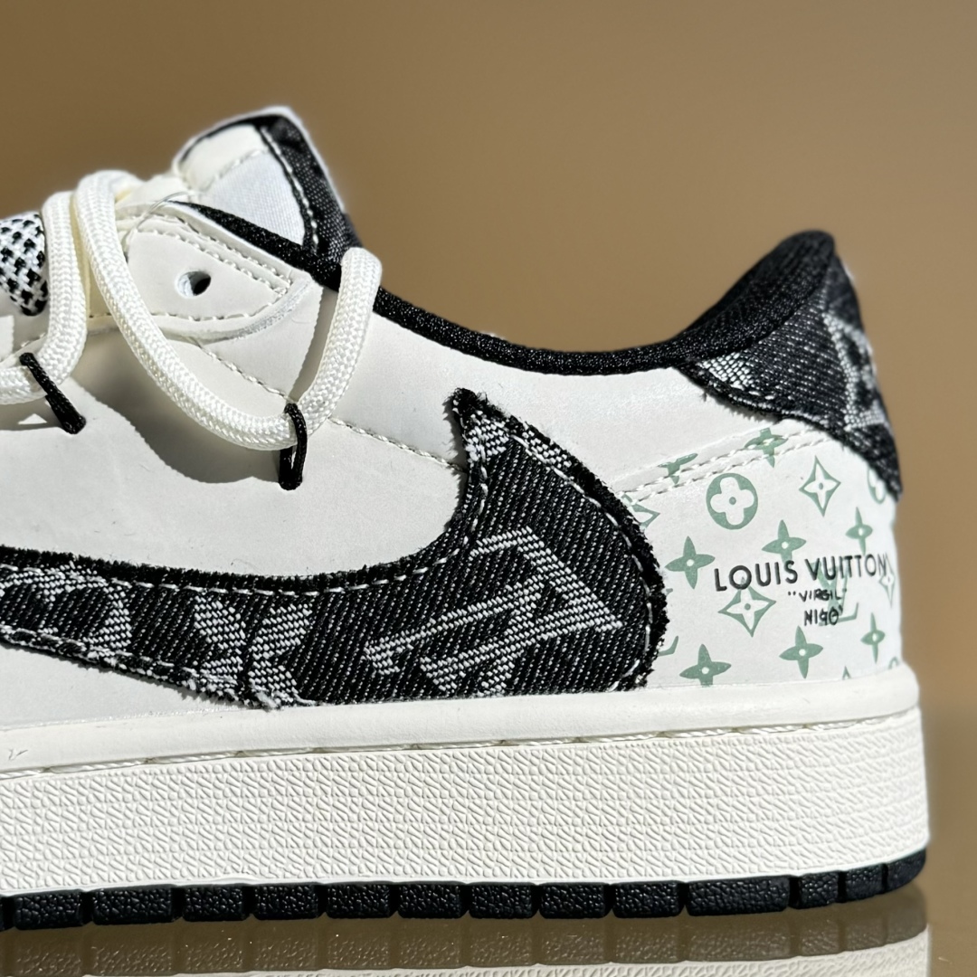 Travis Scott x Fragment Design x Air Jordan 1 Low OG SP AJ1 LV联名 黑印花抽绳 低帮文化休闲板鞋 YX5066-325